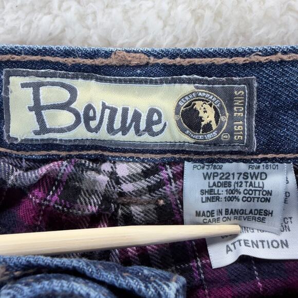 Berne Women Flannel Lined Quarry Jeans Sz 12T Straight Leg Mid Rise Work Outdoor - Picture 6 of 12